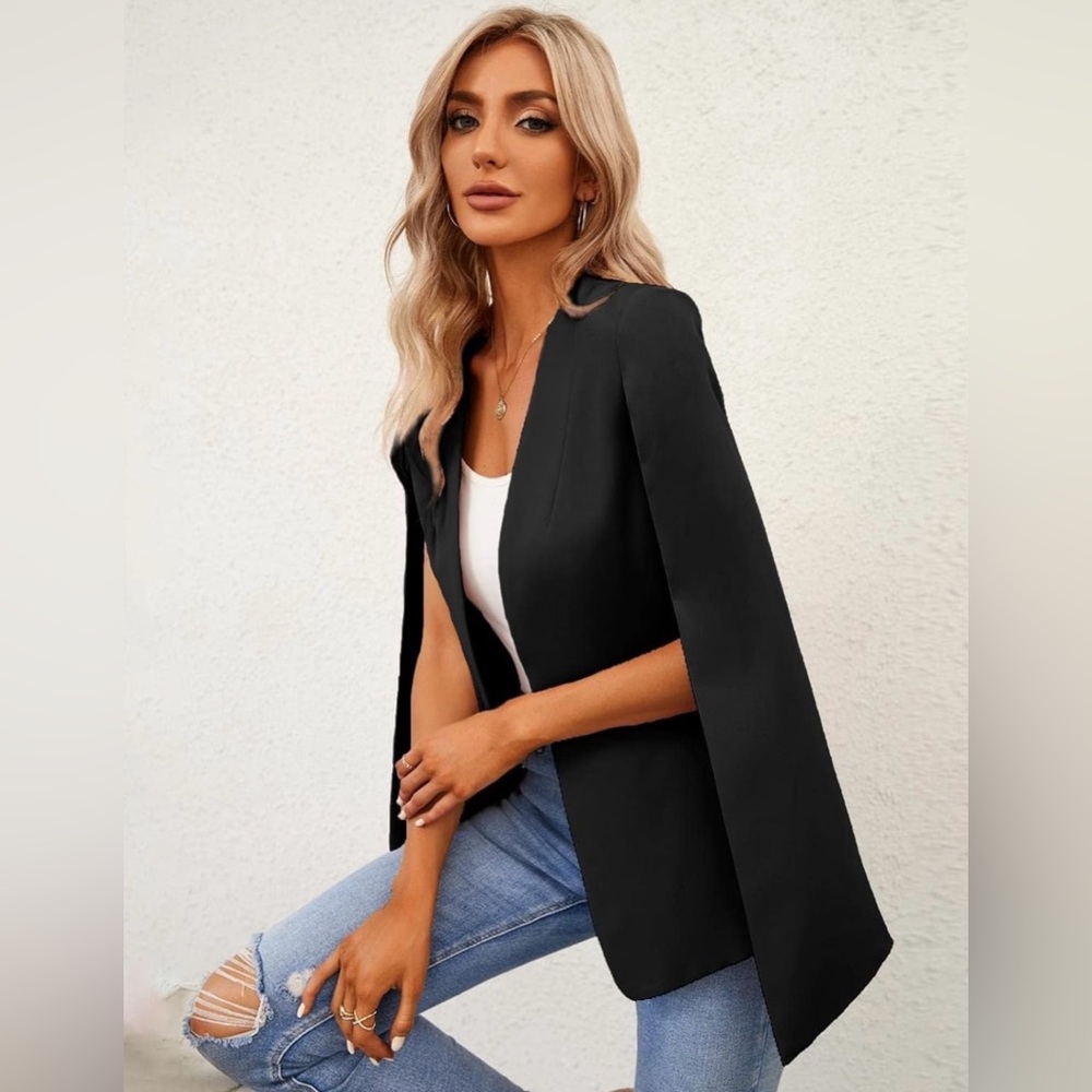 NWOT Gamisote Cape Blazer Split Sleeve Open Front